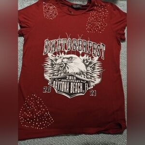 Biketoberfest Maroon T Shirt Distressed